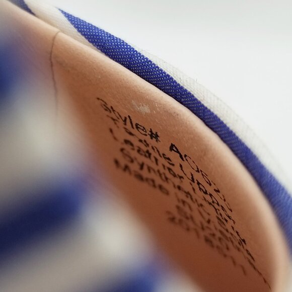 J.Crew Seville Espadrille Wedges in Blue Stripe 7 Jute Platform Coastal Nautical - Picture 14 of 16